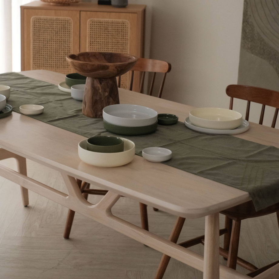 Stitch Cotton Table Runner 40x200cm Jungle Green