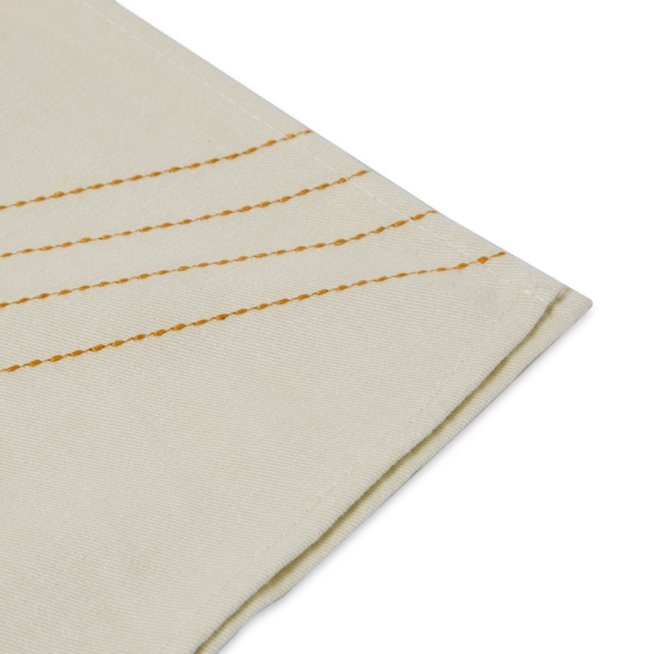 Stitch Cotton Table Runner 40x200cm Ivory White