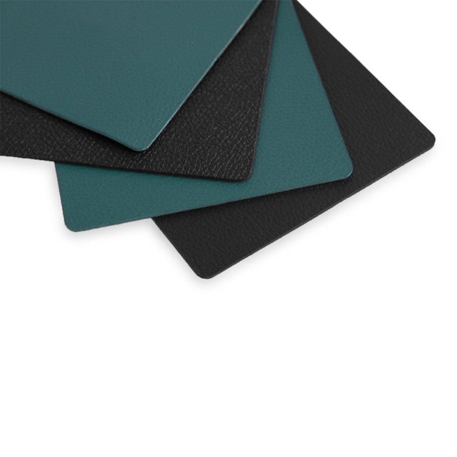 Black & Teal Premium PU Leather Coasters (Set of 4)