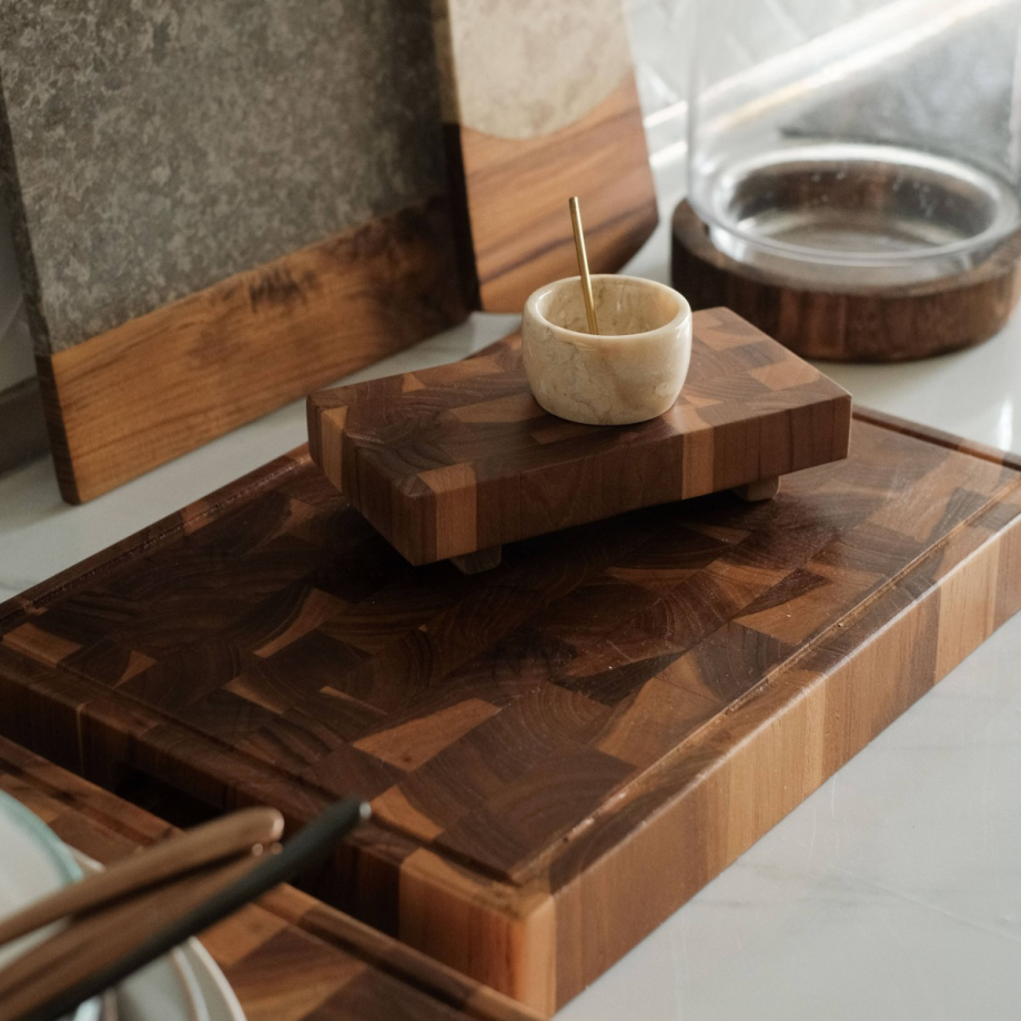 Rata Natural Serving Tray with Condiment Bowl