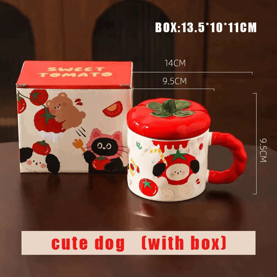 Cute Cartoon Persimmon Mug with Lid Souvenir Water Cup
